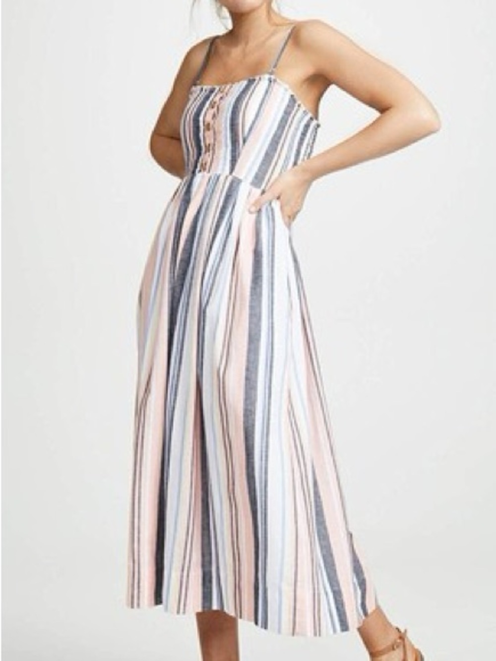 Free People Lilah Pleated Tube Dress - Multi Maxi Stripe Boho